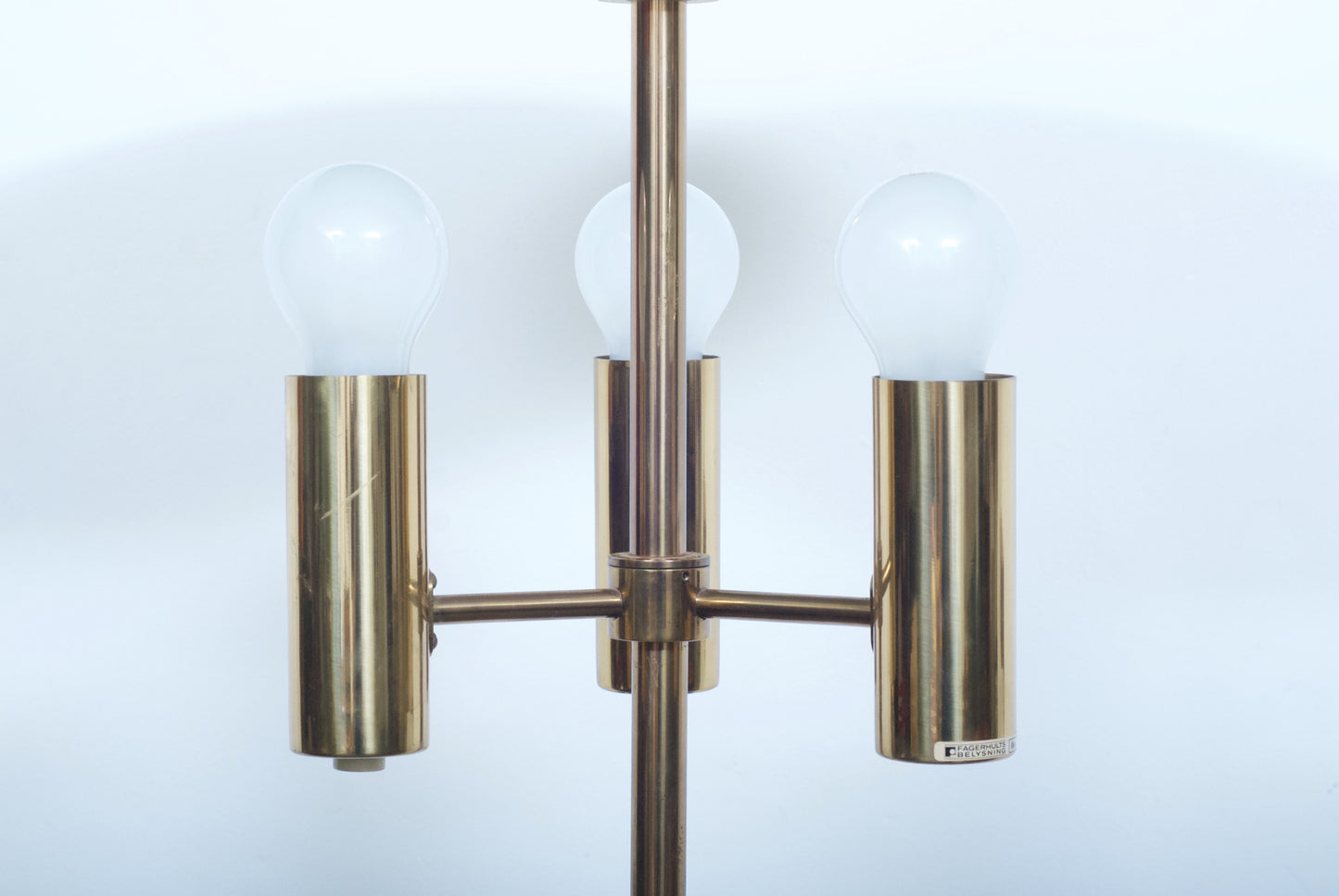 Brass floor lamp with three lights