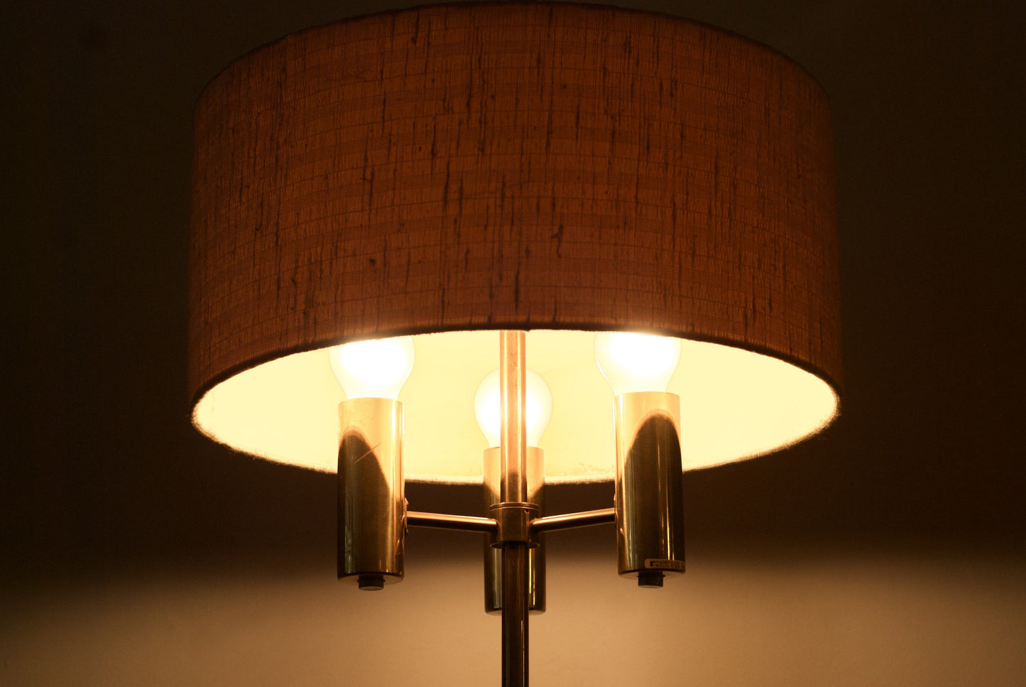 Brass floor lamp with three lights