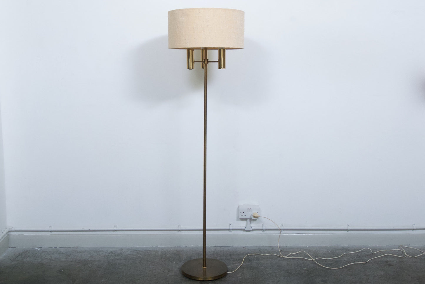 Brass floor lamp with three lights