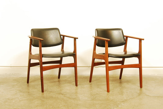 Pair of teak desk chairs no.1