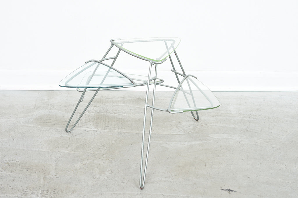 1960s metal + glass plant stand