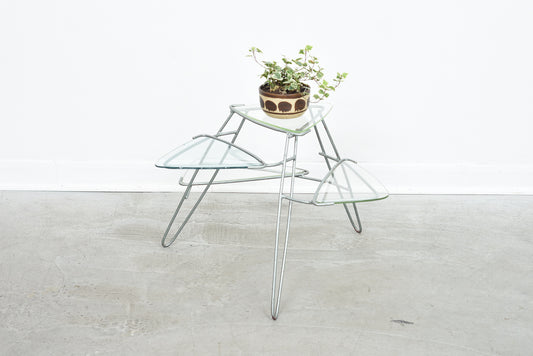 1960s metal + glass plant stand