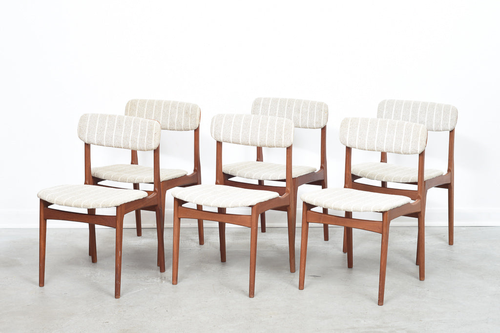 Set of six teak dining chairs