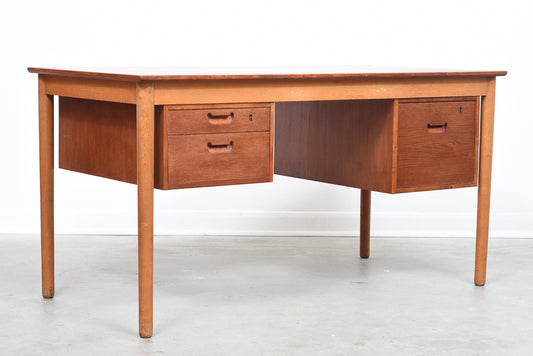 Twin-pedestal teak desk