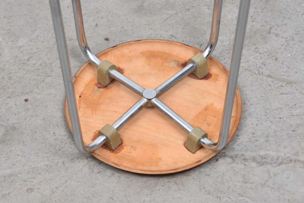 1950s metal + teak ply stool
