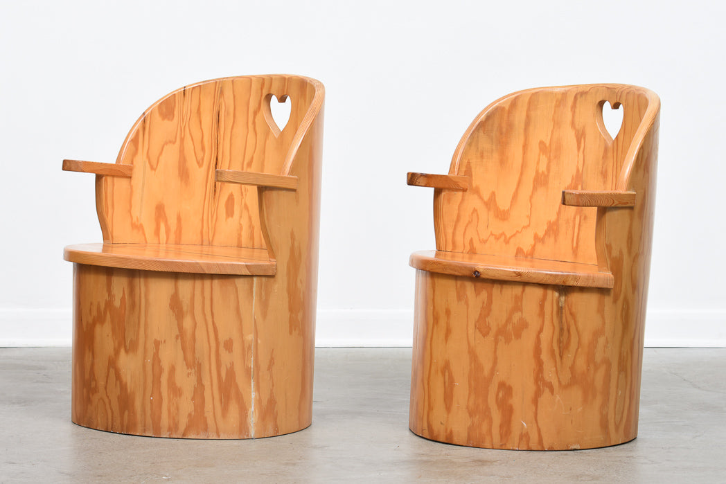 Two available: Swedish pine tub chairs
