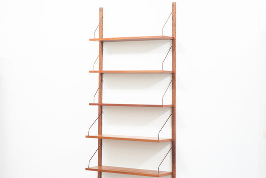 Single bay of five teak modular shelves
