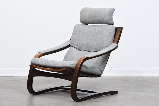 1980s Danish beech + wool lounger