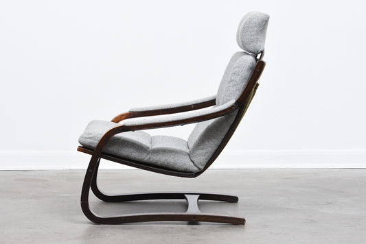 1980s Danish beech + wool lounger