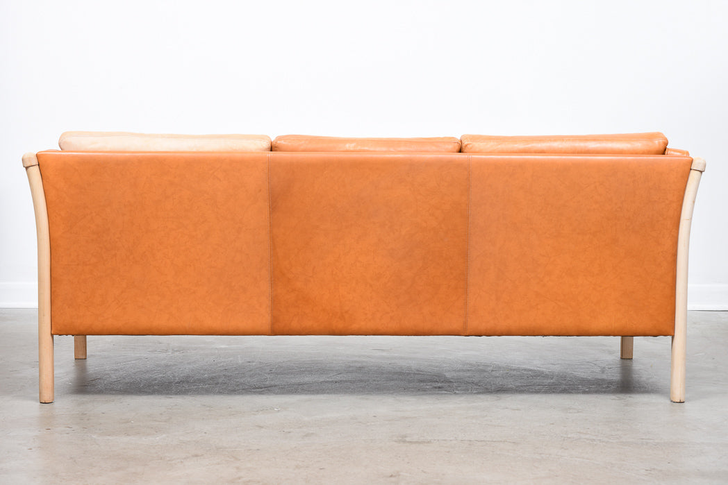 Three seat leather sofa by Stouby