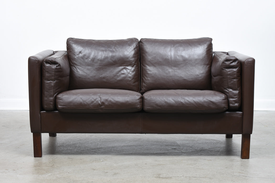 Two seat leather box sofa