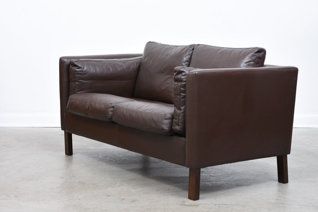 Two seat leather box sofa