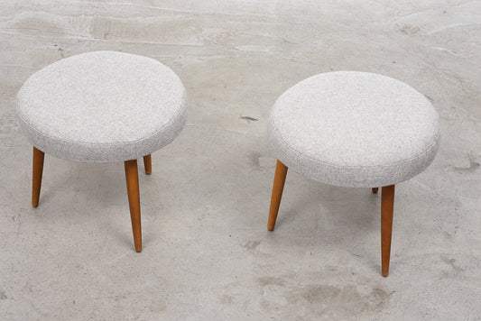 1960s foot stools with new wool upholstery