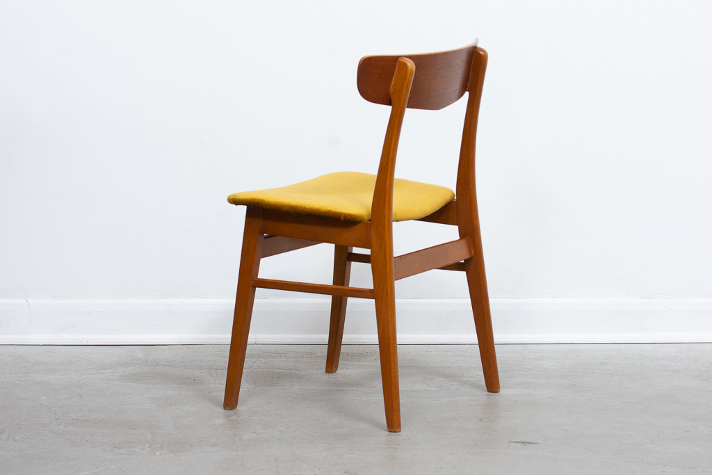 Set of four teak + beech dining chairs