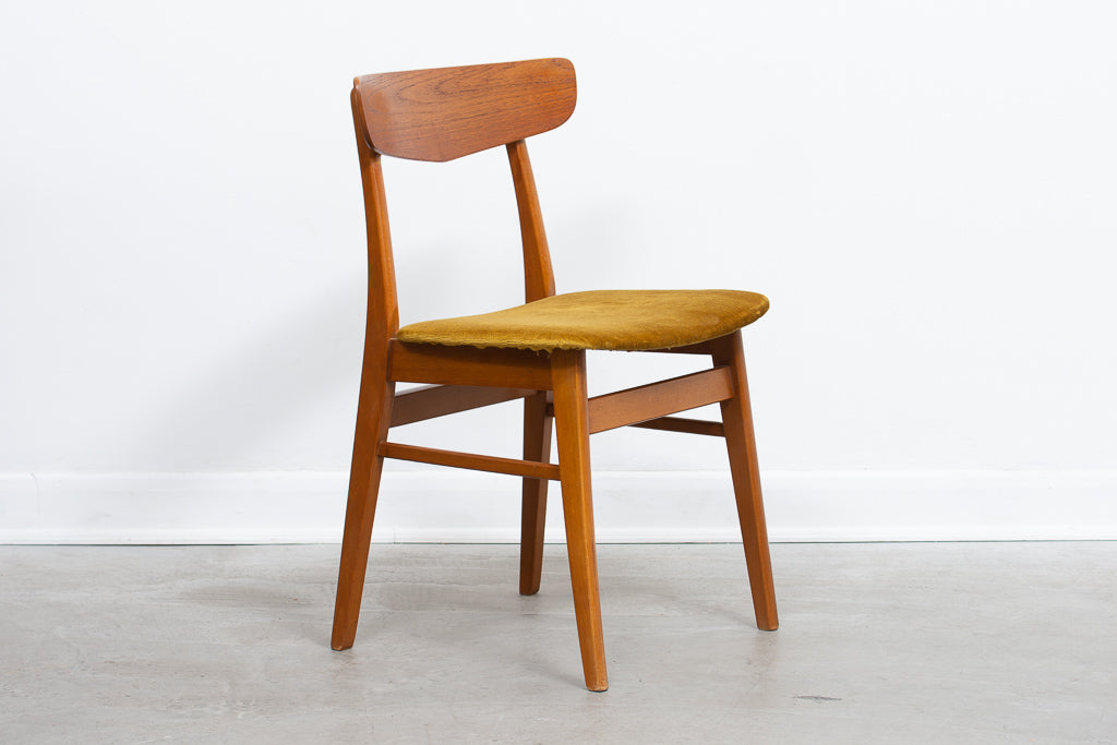 Set of four teak + beech dining chairs