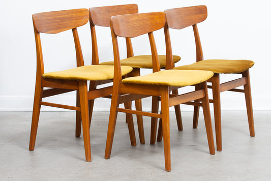 Set of four teak + beech dining chairs