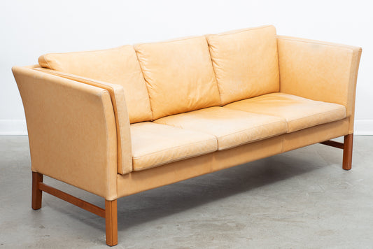 Tan leather Danish three seater