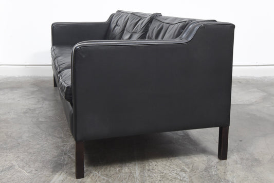 Black leather three seater by Stouby