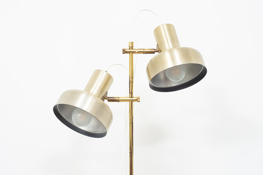 1960s twin-headed brass floor lamp