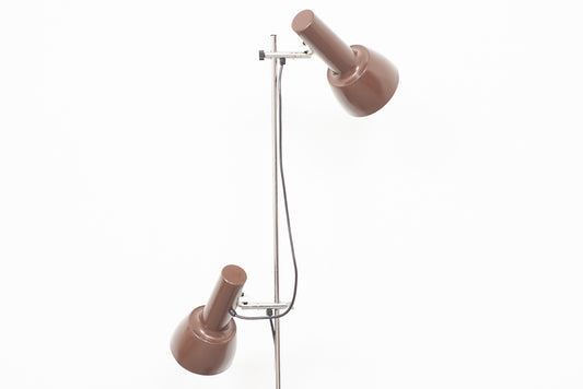 Twin-headed floor lamp with brown shades