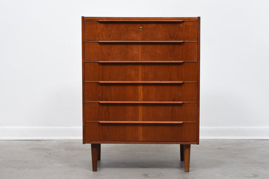 1960s teak chest of six drawers