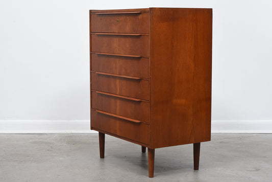 1960s teak chest of six drawers