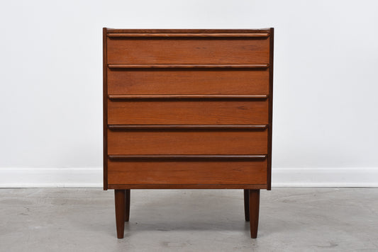 Teak chest of five drawers