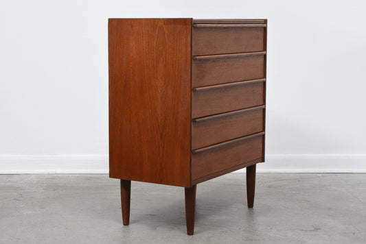 Teak chest of five drawers