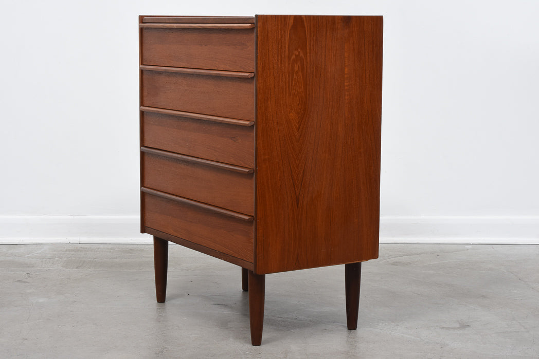Teak chest of five drawers