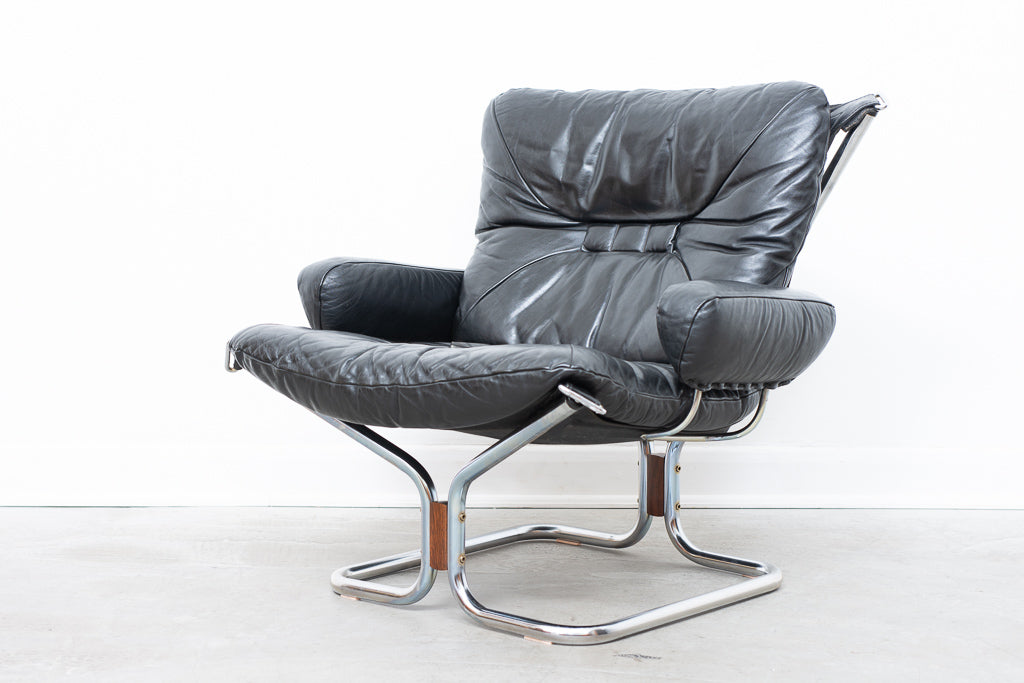 1960s Norwegian leather lounger