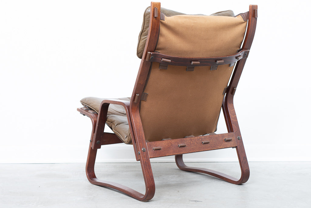 Beech + leather lounge chair