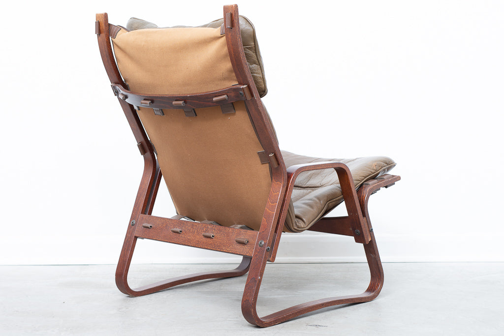 Beech + leather lounge chair