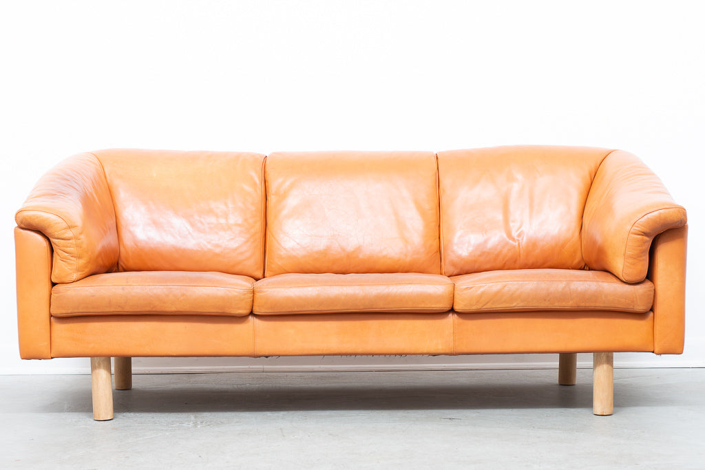 Three seat leather sofa by Mogens Hansen