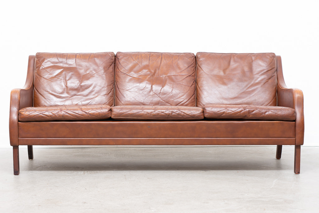 1960s three seat leather sofa