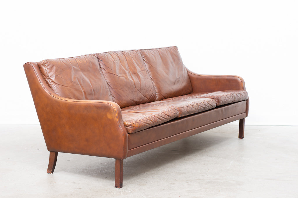 1960s three seat leather sofa