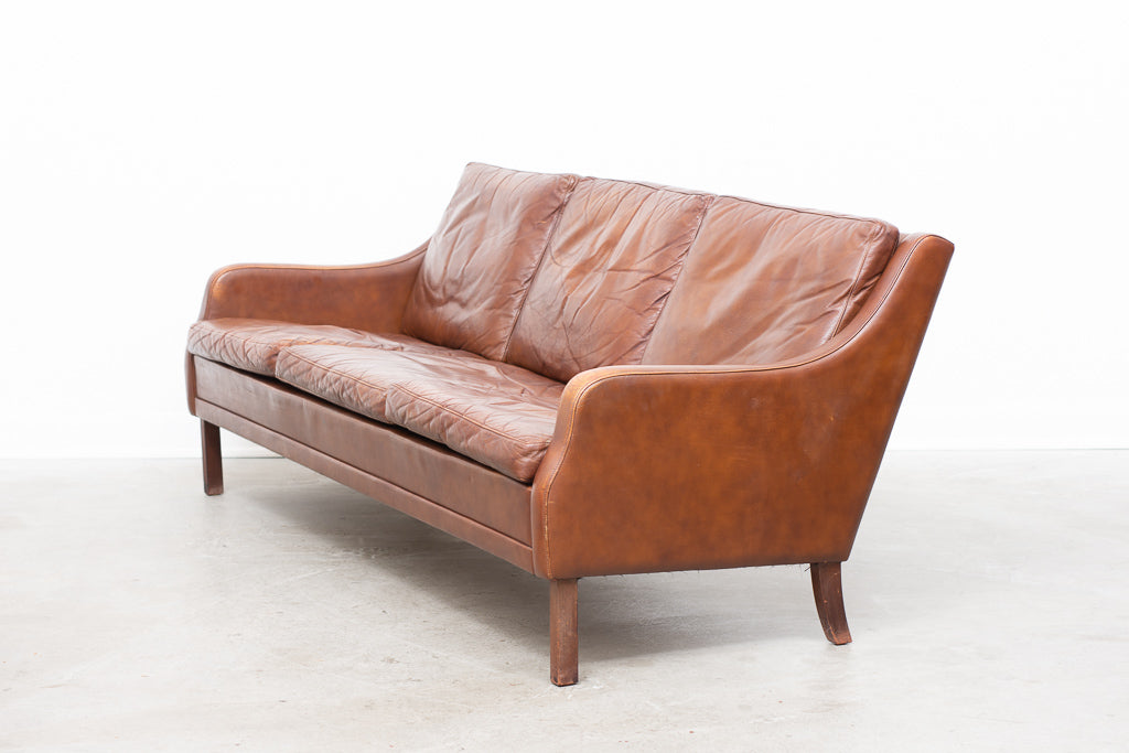 1960s three seat leather sofa