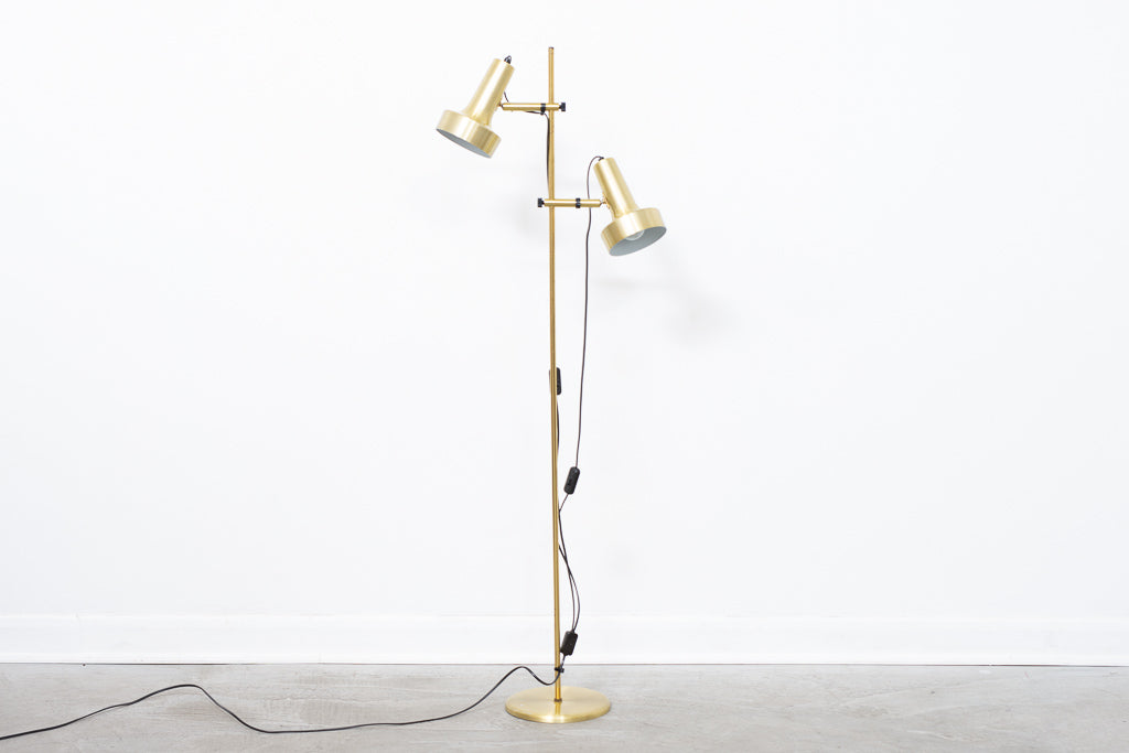 1960s twin-headed brass floor lamp