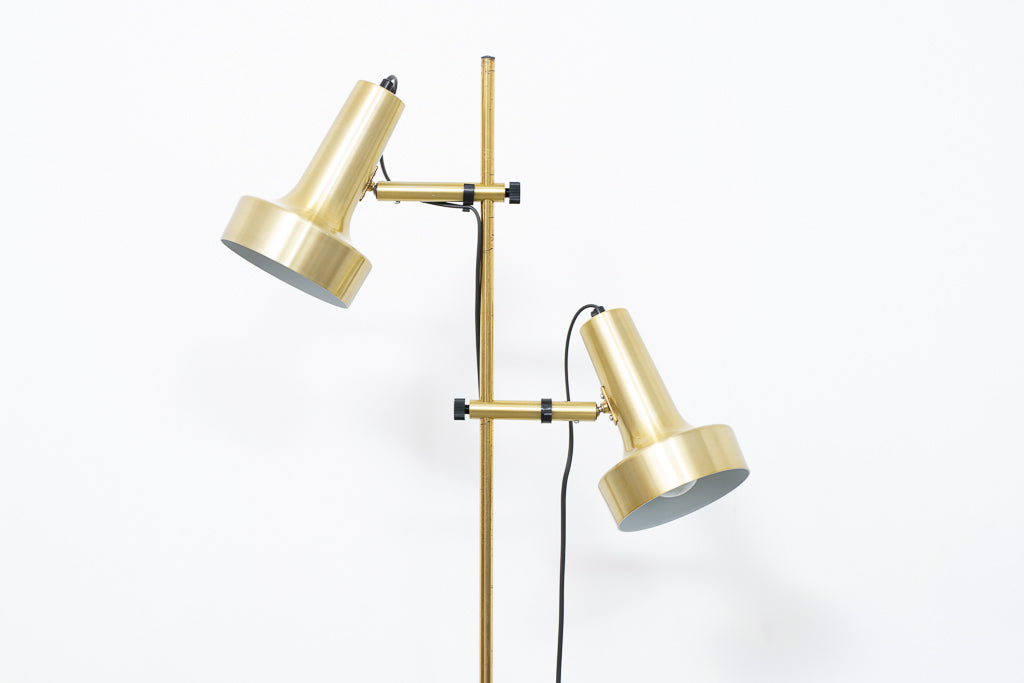 1960s twin-headed brass floor lamp