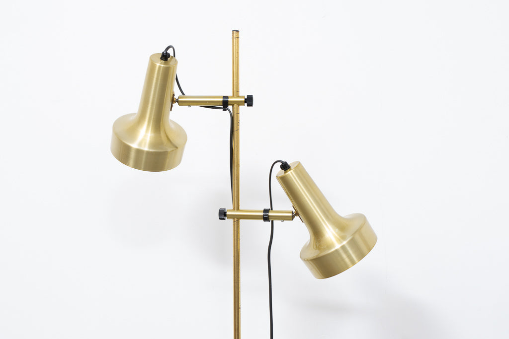 1960s twin-headed brass floor lamp