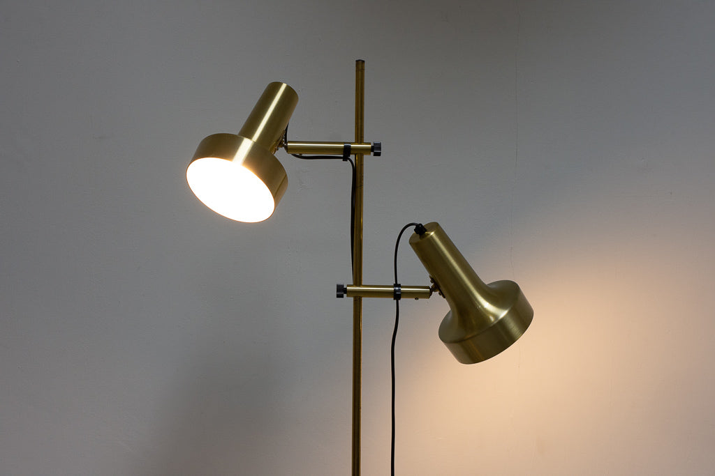 1960s twin-headed brass floor lamp