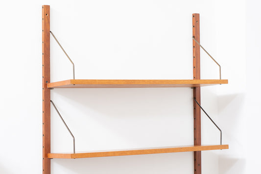 Single bay of three teak shelves