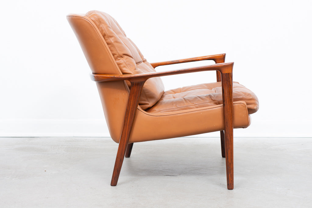 Two available: Rosewood and leather lounger by Inge Andersson