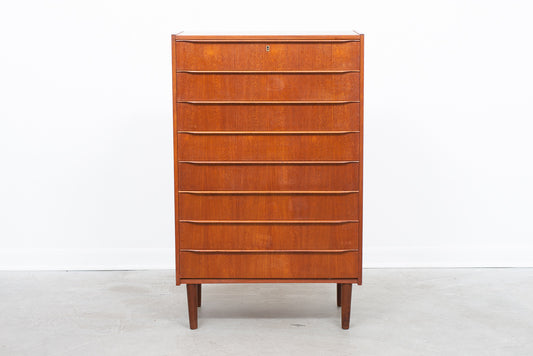 Tall chest of eight drawers in teak