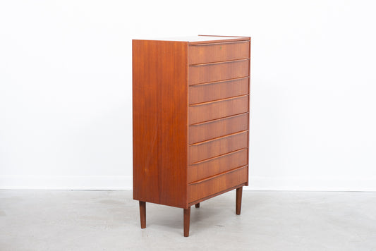 Tall chest of eight drawers in teak