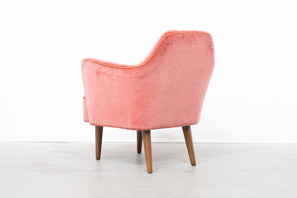 1950s rose velour lounge chair