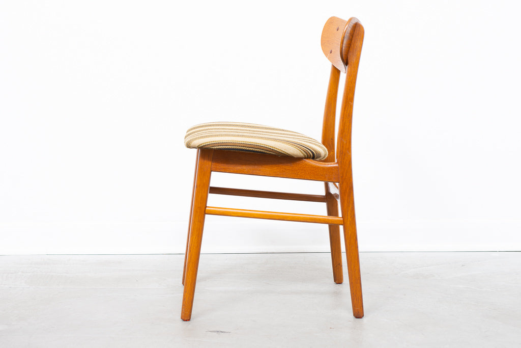 Six available: 1960s teak + oak dining chairs