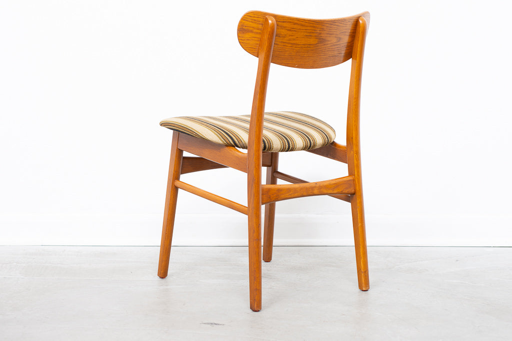 Six available: 1960s teak + oak dining chairs