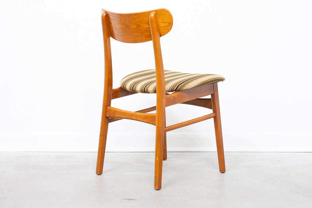 Six available: 1960s teak + oak dining chairs