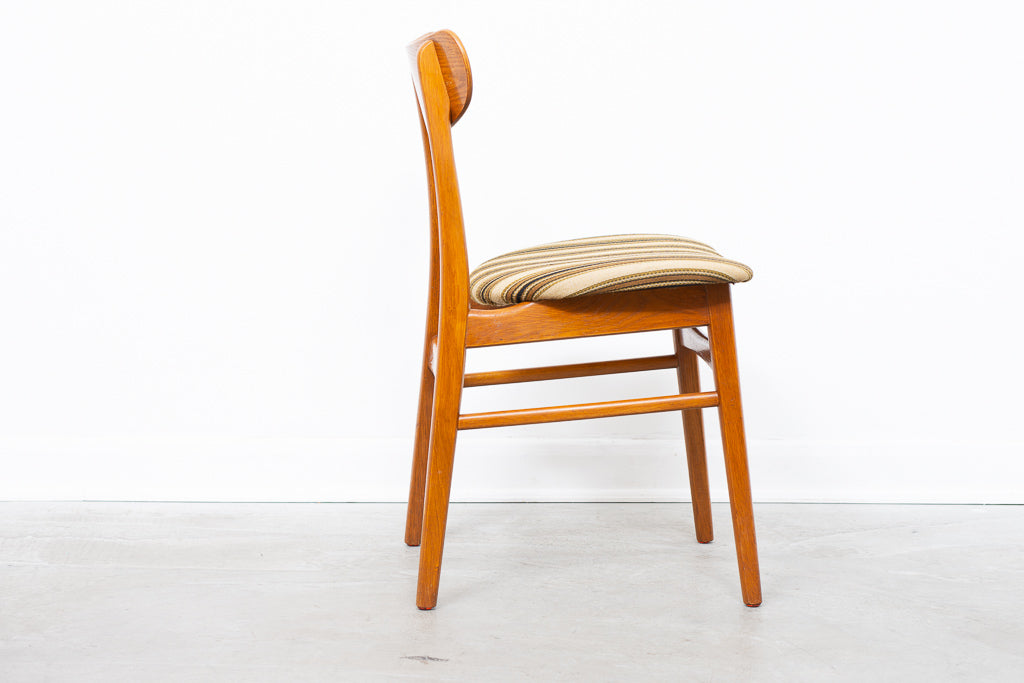 Six available: 1960s teak + oak dining chairs