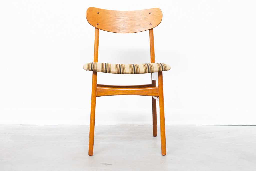 Six available: 1960s teak + oak dining chairs